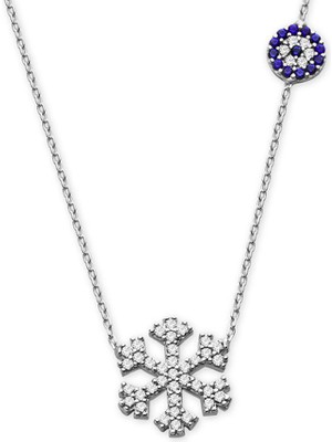 925 Gümüş Kar Tanesi Taşlı 925 Ayar  Gümüş Kolye