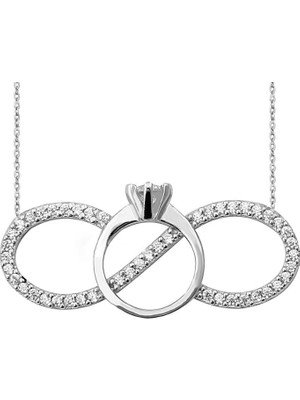 925 Gümüş Sonsuz Tek Taş 925 Ayar Gümüş Kolye