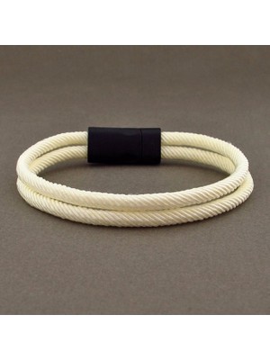 Solfera Krem Rengi Iki Sıralı Metal Mıknatıslı Erkek  Bileklik