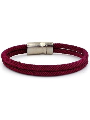 Solfera Koyu Mor Iki Sıralı Metal Mıknatıslı Erkek  Bileklik