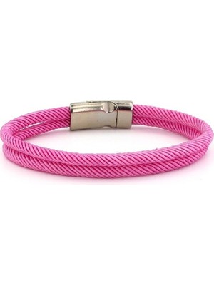 Solfera Pembe Iki Sıralı Metal Mıknatıslı Erkek  Bileklik