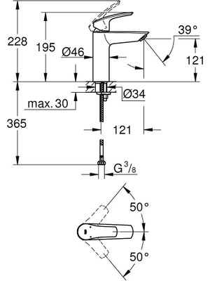 Eurosmart Tek Kumandalı Lavabo Bataryası M-Boyut - 23324003