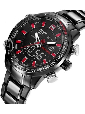 Naviforce Dijital Analog Aydınlatma Kronometre Takvim Göstergeli Erkek Kol Saati