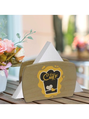 BK Kişiye Özel Güzel Chef Tasarımlı Lüks Ahşap Peçetelik-8