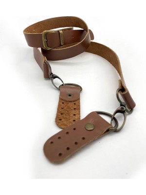 Angel Çanta Aksesuar Gerçek Deri Ayarlı Uzun Sap 2.3X130 Sütlü Kahve Antik Metal