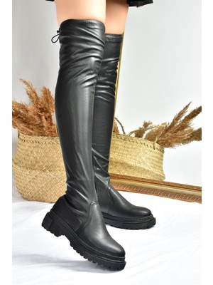 Fox Shoes Siyah Streç Diz Üstü Kadın Çizme L670125309