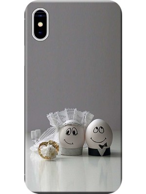 Hesaplı Dünya Apple iPhone XS Max Kılıf Yumurta Sevgili Evlilik Baskılı Esnek TPU Silikon