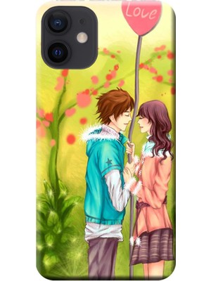 Hesaplı Dünya Apple iPhone 12 Kılıf Sevgili Aşk Balon Baskılı Esnek TPU Silikon