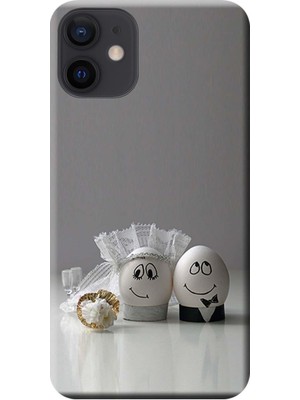 Hesaplı Dünya Apple iPhone 12 Mini Kılıf Yumurta Sevgili Evlilik Baskılı Esnek TPU Silikon