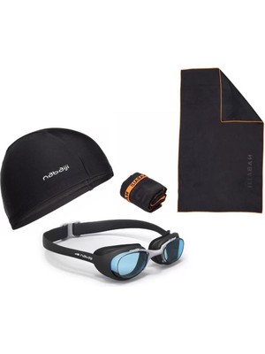 Nabaiji Yetişkin (L) Boy Yüzücü Gözlüğü +Yüzücü Bonesi+Havlusu