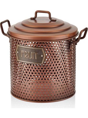 The Mia Bakır Metal Meyve Sepeti 30CM