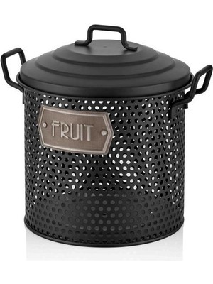 The Mia Siyah Metal Meyve Sepeti 30CM