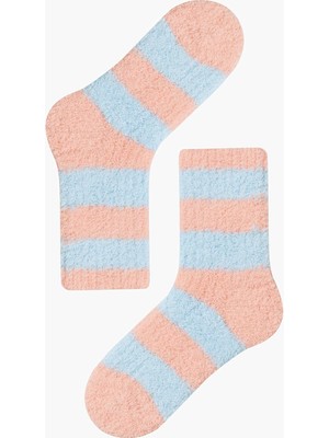 Bross Peluş Renkli Çizgili Kadın Çorabı