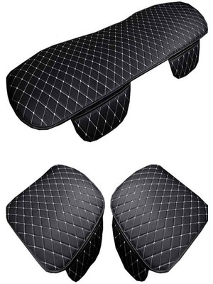 Tegin Nissan Navara D40 2004-2008 Ön ve Arka Koltuk Minderi Siyah Deri Beyaz Desen