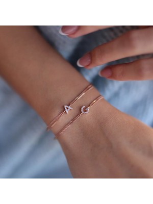 By Golden House Taşlı Harf Bileklik