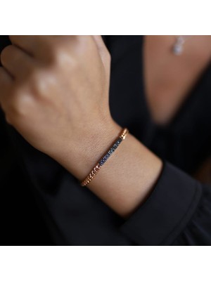 By Golden House Siyah Taşlı Künye Bileklik