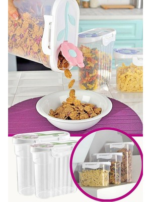 Pratik Mağazam  Bakliyat, Makarna, Pirinç, Erzak Gıda Saklama Kabı Papatya Kapaklı 1,7 lt.