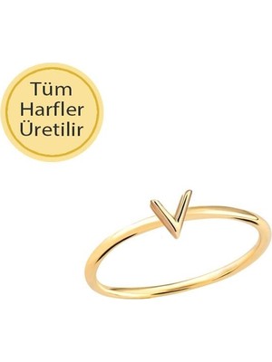 14 Ayar Altın V Harfli Yüzük