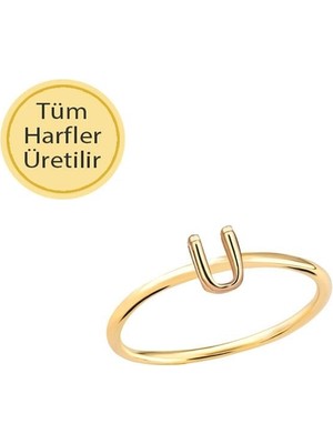 14 Ayar Altın Ü Harfli Yüzük