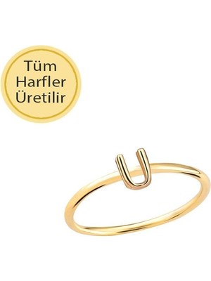Engingold 14 Ayar Altın U Harfli Yüzük