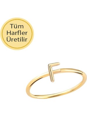 Engingold 14 Ayar Altın F Harfli Yüzük
