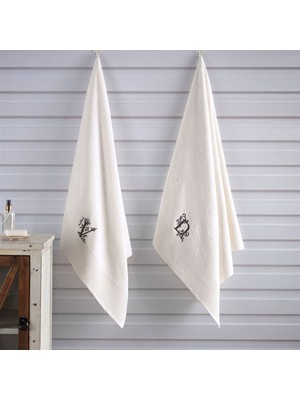 Coton Blanc Banyo Havlusu V Nakışlı