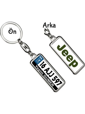 Hediye Zengini Kişiye Özel Plaka Metal Anahtarlık | Jeep Logo