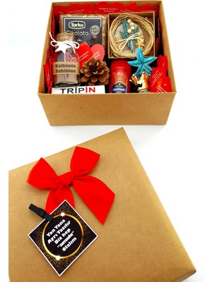 Hediye Kombini Şık Kraft Kutuda Sevgiliye Hediye Doğum Günü Romantik Yıldönümü Hediyesi 1KRAFT3BOX9
