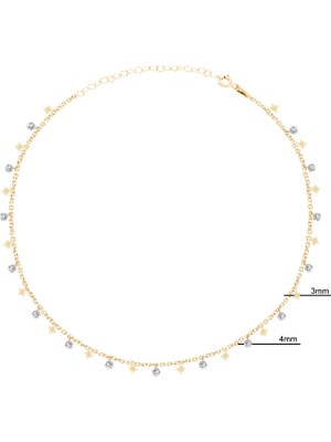 Coşar Silver Zirkon Taşlı Pırlanta Montür Altın Kaplama Kutup Yıldızı Figürlü Gümüş Kolye