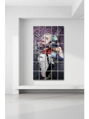 Nt Handmade 30 Parça Puzzle Tablo Seti - Harley Quinn Salon Otuma Odası Yatak Odası Çocuk Odası Için Mdf Duvar Dekoru 90 x 75 cm