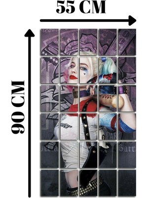 Nt Handmade 30 Parça Puzzle Tablo Seti - Harley Quinn Salon Otuma Odası Yatak Odası Çocuk Odası Için Mdf Duvar Dekoru 90 x 75 cm