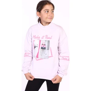 Toontoy Kids Toontoy Kız Çocuk Baskılı Taş Işlemeli Balıkçı Yaka Sweatshirt