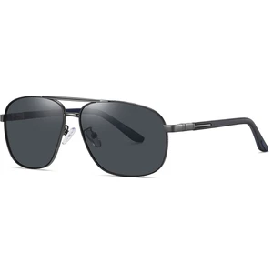 Erkek Aviator Polarize Güneş Gözlüğü Büyük Boy Kare Metal Çerçeve (Yurt Dışından)