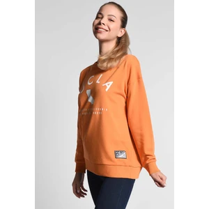 ALAMEDA Turuncu Bisiklet Yaka Baskılı Oversize Kadın Sweatshirt