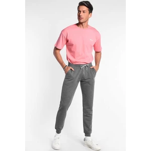 LUSKIN Koyu Gri Daralan Kesim Baskılı Erkek Eşofman Alt