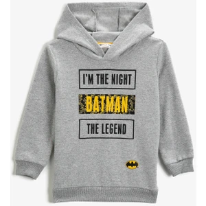 Batman Baskili Kapüsonlu Sweatshirt Lisansli