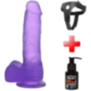 Lilitu Shop 17,5 Cm Belden Bağlamalı Şeffaf Vantuzlu Mor Dildo Penis