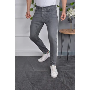 Erkek Jeans Skinny Fit Likralı Antrasit Gri Dar Paça Kot Pantolon