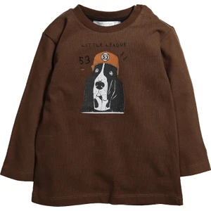 Erkek Bebek Yaka Çıtçıtlı Baskılı Uzun Kollu T-Shirt (9 Ay - 4 Yaş )