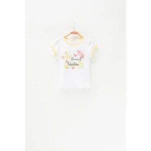 Kız Bebek Beyaz Vacation Taşlı T-Shirt (3 Ay - 4 Yaş )