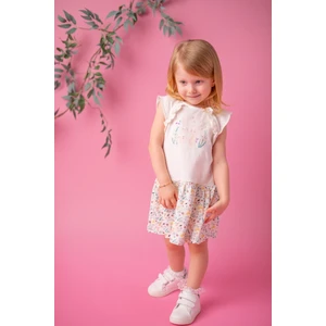 Kız Bebek Ekru Bunnies Desenli Elbise (9 Ay - 4 Yaş )