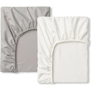 Bebek Özel   Pamuklu Bebek ve Çocuk Lastikli Çarşaf Beyaz ve Gri 90X130 (2 Adet)
