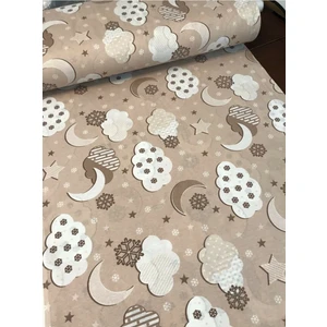 Bebek Özel  Pamuklu Bebek ve Çocuk Lastikli Çarşaf Kahverengi Bulutlu 80X120