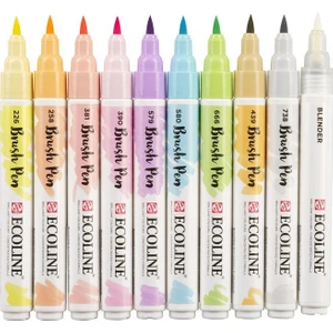 Ecoline Brush Pen Fırça Uçlu Kalem 10 Renk Set Pastel