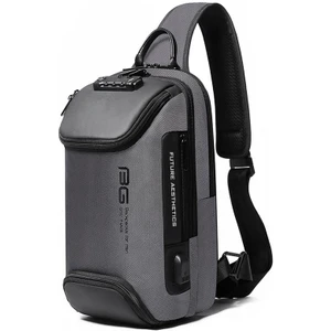 BG-7082 Kilitli ve USB Şarj Portlu Omuz Çantası - Gri (Yurt Dışından)