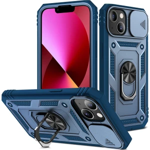 iPhone 13 Mini Slayt Lens Kapağı Kart Yuvası Halkalı Standlı Kılıf (Yurt Dışından)