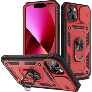 iPhone 13 Mini Slayt Lens Kapağı Kart Yuvası Halkalı Standlı Kılıf (Yurt Dışından)