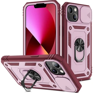 iPhone 13 Mini Slayt Lens Kapağı Kart Yuvası Halkalı Standlı Kılıf (Yurt Dışından)