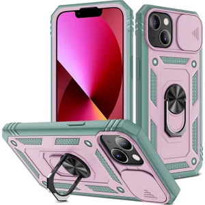 iPhone 13 Mini Slayt Lens Kapağı Kart Yuvası Halkalı Standlı Kılıf (Yurt Dışından)