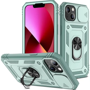 iPhone 13 Mini Slayt Lens Kapağı Kart Yuvası Halkalı Standlı Kılıf (Yurt Dışından)